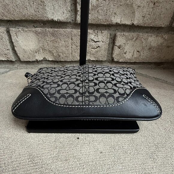 COACH VINTAGE Y2K MONOGRAM CANVAS & LEATHER WRISTLET MINI PURSE CLUTCH BLACK - Picture 9 of 11